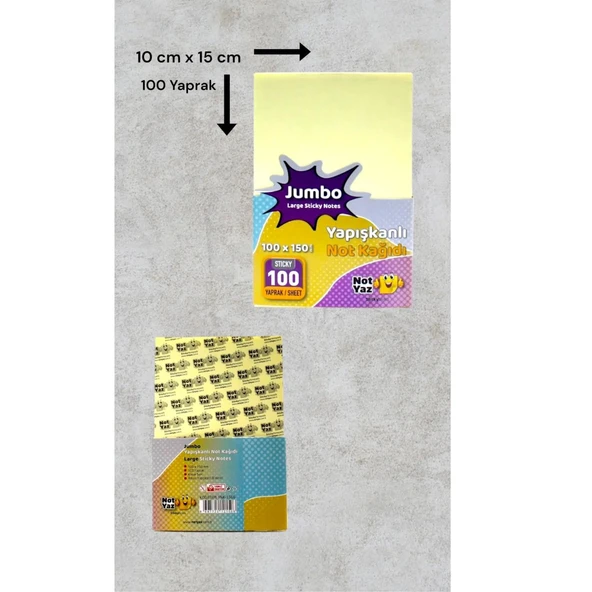 NotYaz 100x150 100 Yaprak Yapışkanlı Çizgisiz Not Kağıdı Sarı (YNK-1506) ürün görseli
