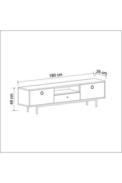 Meltem Çelik - BMdekor Tv Sehpası Doğal Antrasit - Resim 5