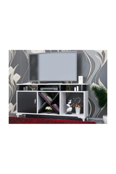 BMdekor Tv Ünitesi Kamer Tasarım Beyaz Siyah - Resim 3