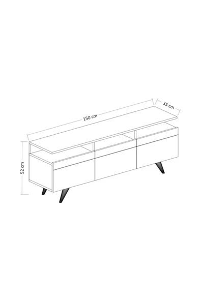 BMdekor Tv Sehpası  3 Kapak Antrasit Safir Meşe - Resim 3