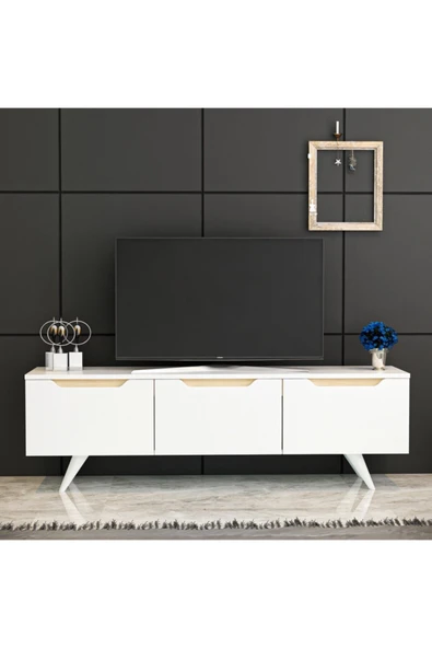 BMdekor Tv Sehpası Prag Beyaz Meşe 150 cm - 1
