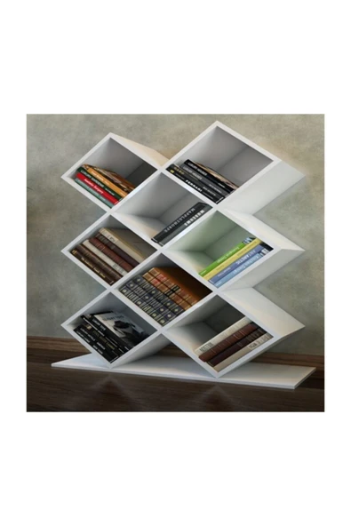 BMdekor Kitaplık Kasım Tasarım Beyaz