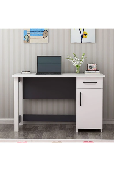 Meltem Çelik - BMdekor Çalışma Masası Nest Beyaz Antrasit