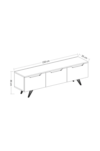 BMdekor Tv Sehpası Parka Antrasit Meşe 150 Cm - 4