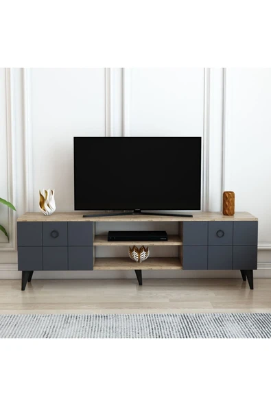 Meltem Çelik - BMdekor Tv Sehpası Roma Atlantik Antrasit A01 160 Cm - Resim 2