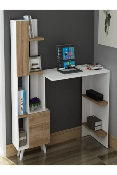 BMdekor Çalışma Masası Artema Beyaz Ceviz