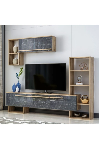 Meltem Çelik - BMdekor Tv Ünitesi Star Çırağan Mermer Desen 209 cm ürün görseli