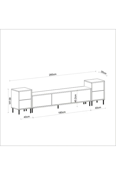 Meltem Çelik - BMdekor TV Sehpası Kozan Set Beyaz Gold 260 cm - Resim 5