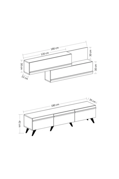 BMdekor Tv Ünitesi Asil Beyaz Safir Meşe 180 Cm - Resim 4