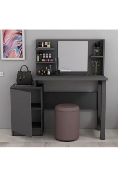 Meltem Çelik - BMdekor Makyaj Masası Cenny Antrasit - 3