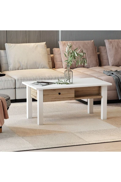 Meltem Çelik - BMdekor Orta Sehpa Loft Beyaz Çırağan - 1