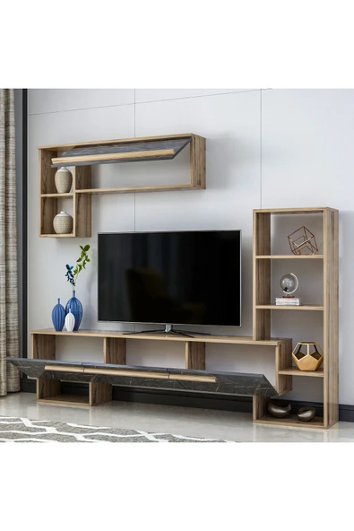 Meltem Çelik - BMdekor Tv Ünitesi Star Çırağan Mermer Desen 209 cm - Resim 2