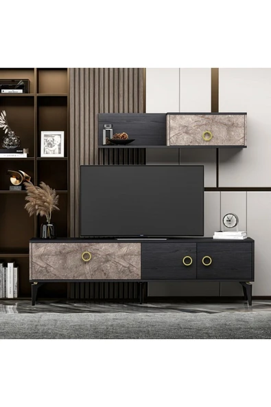 Meltem Çelik - BMdekor TV Ünitesi Zerda Gordion Siyah 180 cm ürün görseli