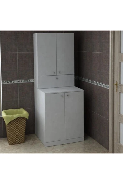 BMdekor Çamaşır Makinesi Dolabı Poyraz Beyaz - 1