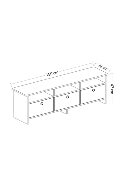 BMdekor Tv Sehpası Ozan Antrasit Meşe 150 Cm - 4