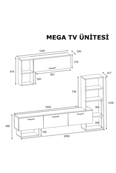 Meltem Çelik - BMdekor Tv Ünitesi Star Çırağan Mermer Desen 209 cm - Resim 3