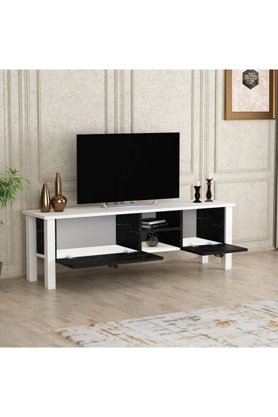 BMdekor Tv Sehpası Rüya Beyaz Mermer Desen 140 Cm - 3