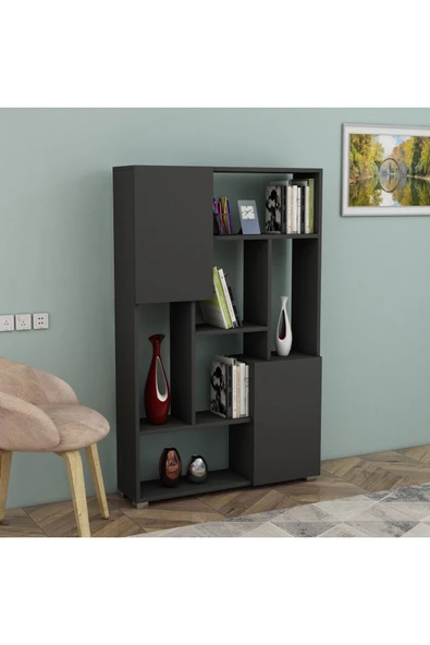 Meltem Çelik - BMdekor Kitaplık Derya Antrasit - 1