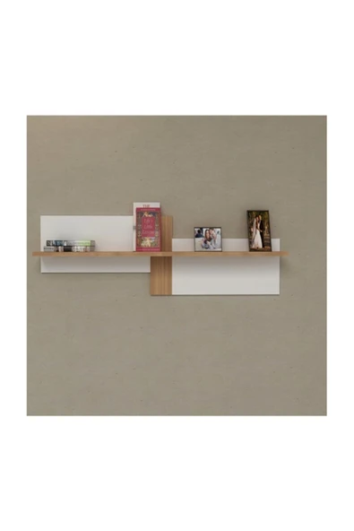 BMdekor Duvar Rafı Rest Beyaz Teak - 1