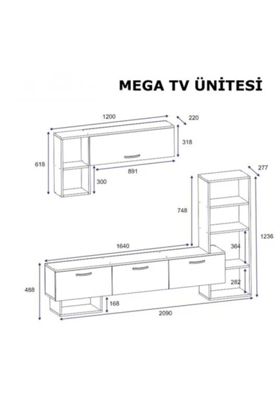 BMdekor Tv Ünitesi Beyaz Mermer Desen - 3