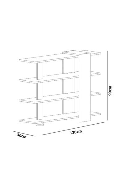 BMdekor Kitaplık Su 3 Raflı Beyaz Teak - 2