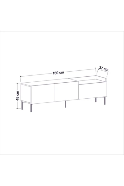 Meltem Çelik - BMdekor Tv Sehpası Muya Antrasit Safir Meşe - Resim 3