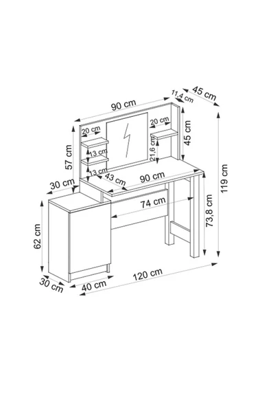 Meltem Çelik - BMdekor Makyaj Masası Cenny Antrasit - 4