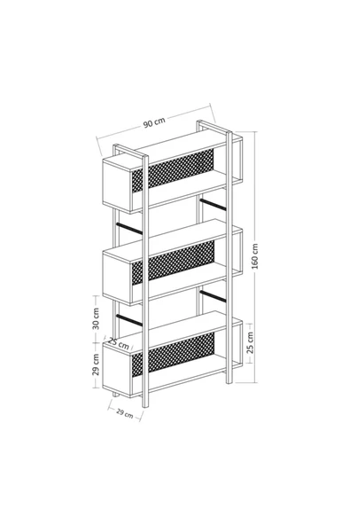 BMdekor Kitaplık Metal Sarmal Ceviz Siyah - Resim 4