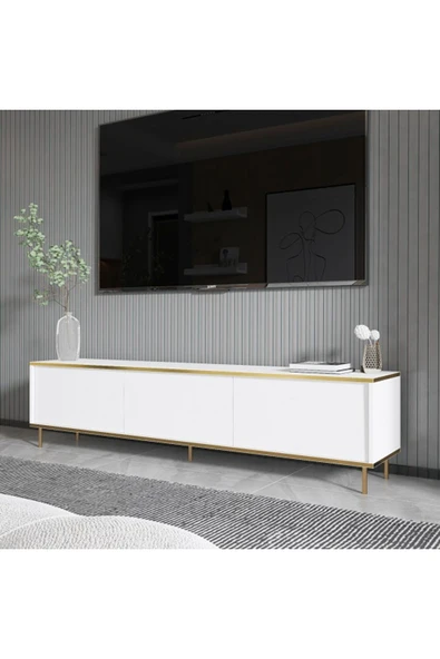 Meltem Çelik - BMdekor TV Sehpası Kozan Beyaz Gold 180 cm - 4