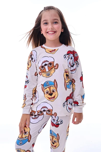 2'Li Paw Patrol Ve Sevimli Sky Desenli Kız Çocuk Pijama Takımı - 4