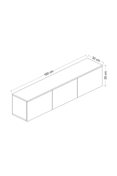 Meltem Çelik - BMdekor Tv Sehpası Norm Duvara Monte Beyaz Safir Meşe Led Işıklı 160 Cm ürün görseli