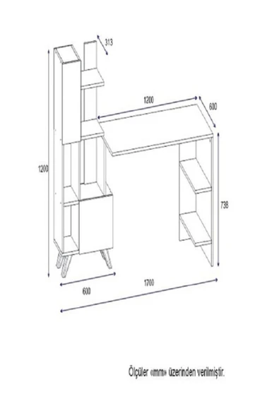 BMdekor Çalışma Masası Artema Beyaz Ceviz - 5