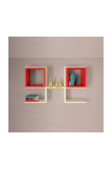 BMdekor Duvar Rafı Pelin Beyaz Kırmızı