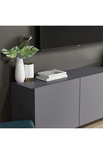 BMdekor Tv Sehpası Duvara Asma Wishe Antrasit 150 Cm - 3