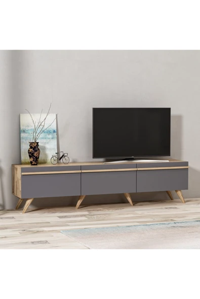 BMdekor Tv Sehpası Asil Antrasit Meşe 180 Cm - 2