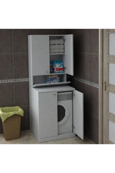 BMdekor Çamaşır Makinesi Dolabı Poyraz Beyaz - 2