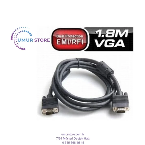 1.8m Ferrıt Core Emı/rfı Filtreli VGA Görüntü Kablosu ürün görseli 1