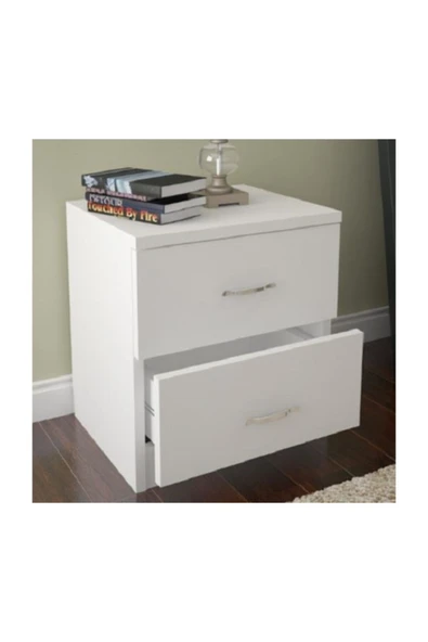 BMdekor Komodin Sine 2 Çekmece Beyaz - Resim 2