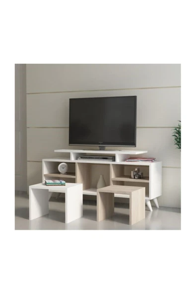 BMdekor Tv Ünitesi Kervan Beyaz Cordoba - Resim 2