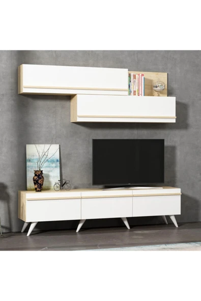 BMdekor Tv Ünitesi Asil Beyaz Safir Meşe 180 Cm ürün görseli