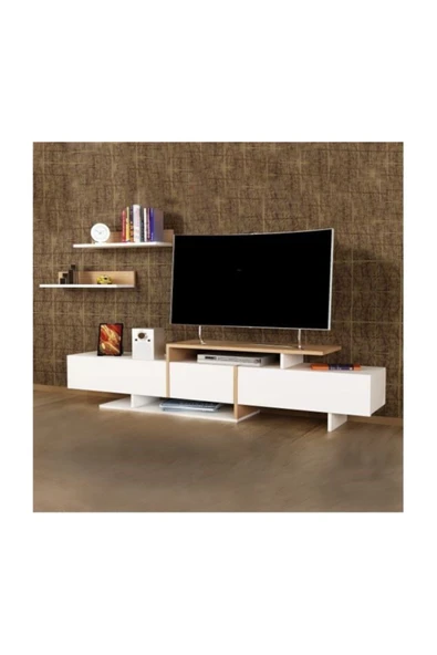 BMdekor Tv Ünitesi Yavru Beyaz Teak ürün görseli