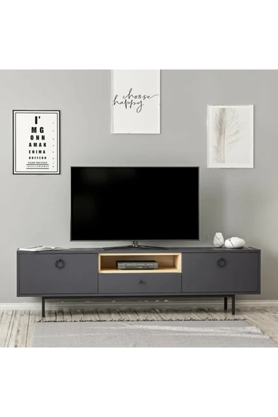 Meltem Çelik - BMdekor Tv Sehpası Doğal Antrasit - Resim 2