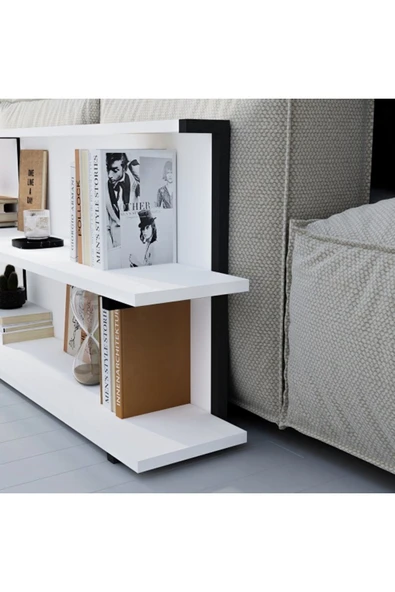 Meltem Çelik - BMdekor Yan Sehpa Koltuk Arkası Sehpa Akse Beyaz - 4