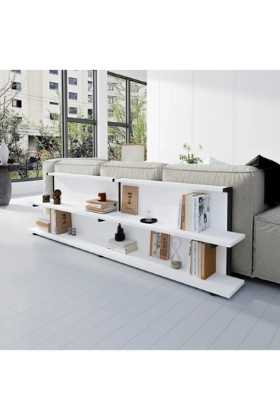 Meltem Çelik - BMdekor Yan Sehpa Koltuk Arkası Sehpa Akse Beyaz - 3