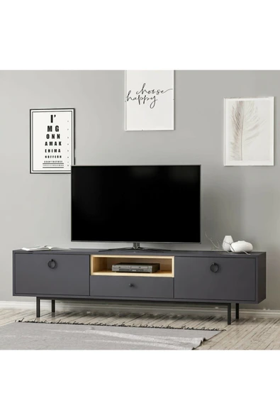 Meltem Çelik - BMdekor Tv Sehpası Doğal Antrasit - Resim 3