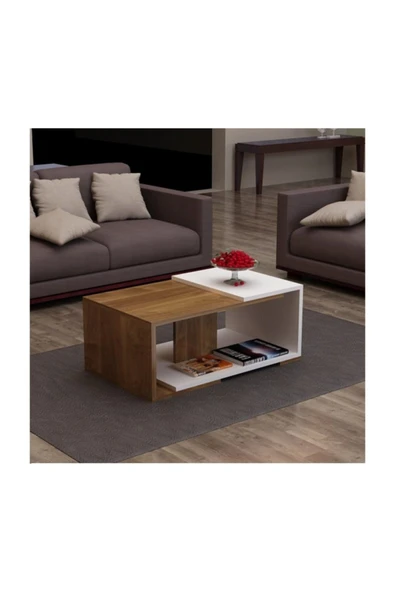 BMdekor Orta Sehpa Satürn Beyaz Ceviz ürün görseli