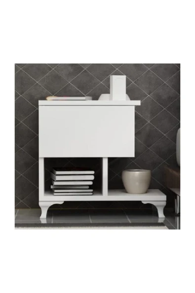 BMdekor Komodin Cast Tek Çekmece Beyaz - 2