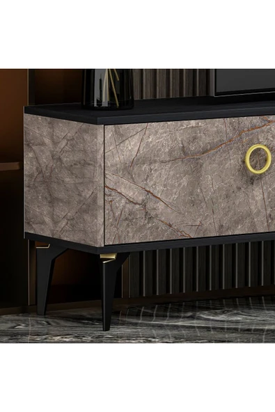 Meltem Çelik - BMdekor TV Ünitesi Zerda Gordion Siyah 180 cm - Resim 3