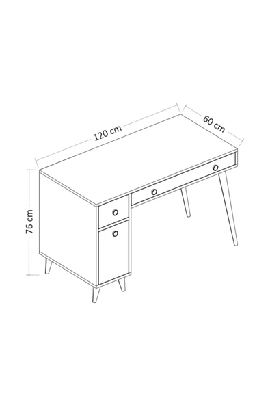BMdekor Çalışma Masası Inarch Beyaz Meşe - 4