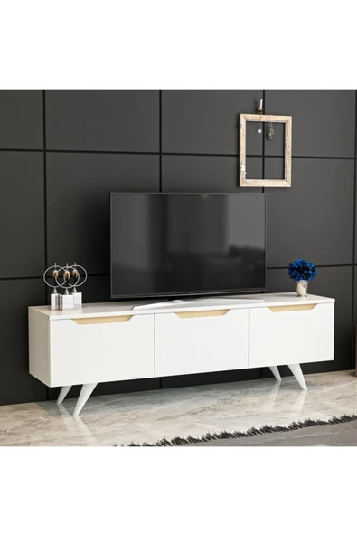 BMdekor Tv Sehpası Prag Beyaz Meşe 150 cm - 2